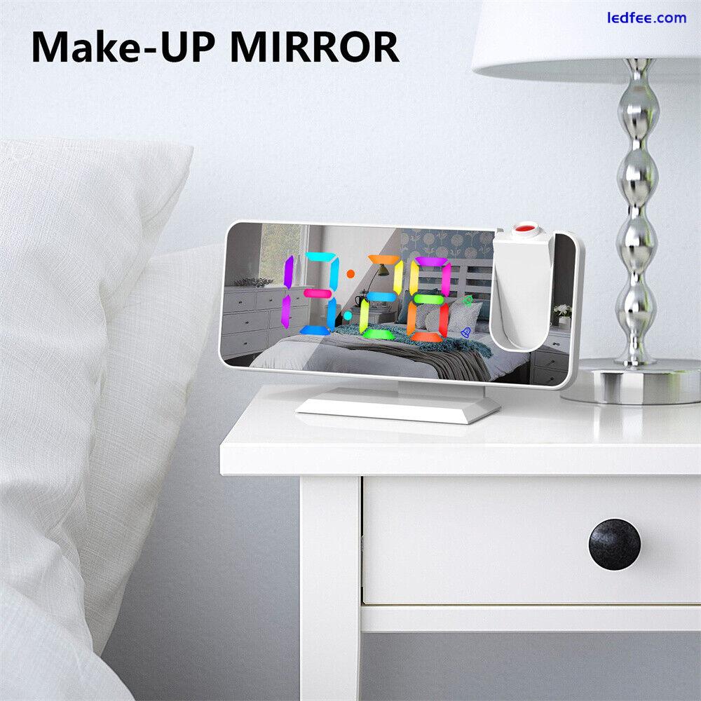 Projection Alarm Clock Color Changing LED Digital Large Screen Mirrored 2 