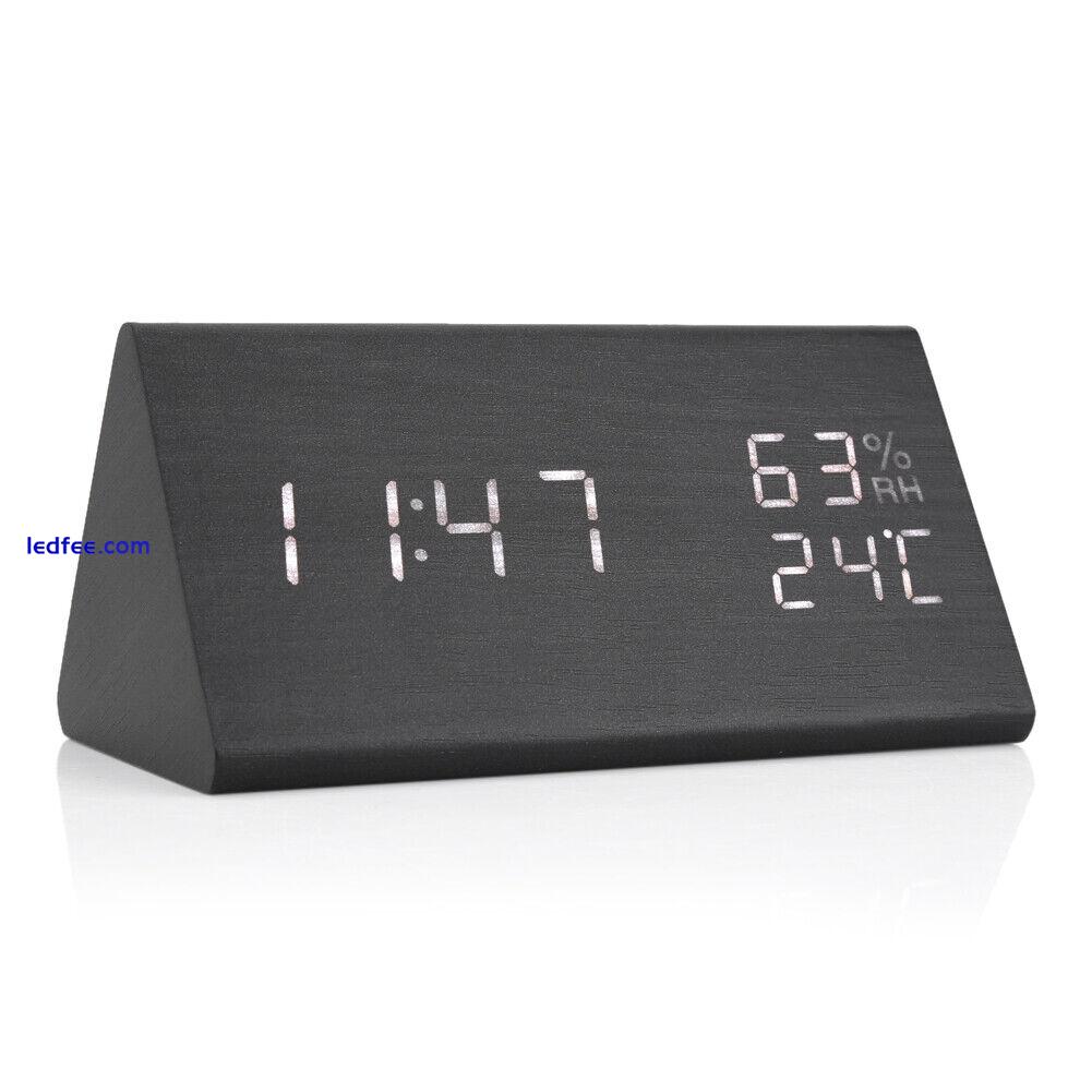 Wooden Digital Alarm Clock LED Display Cube Block Electronic Alarm Clock 0 