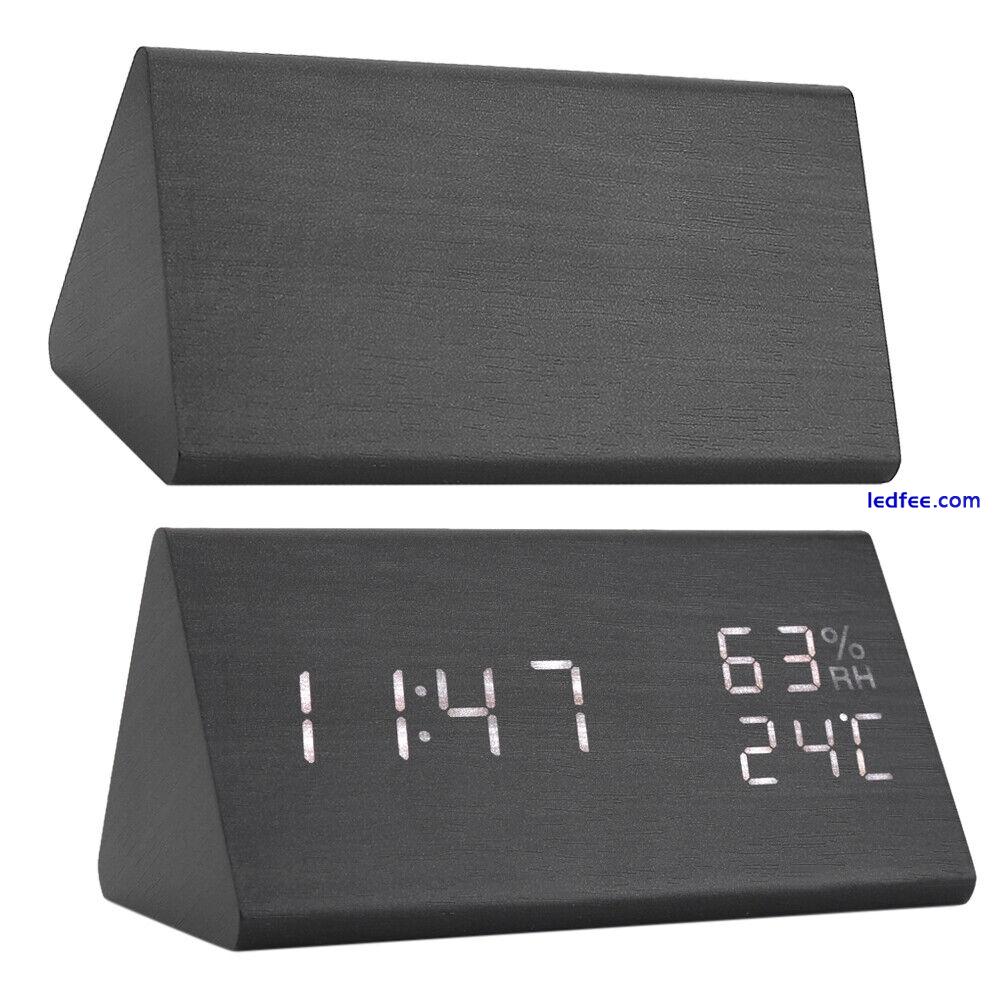 Wooden Digital Alarm Clock LED Display Cube Block Electronic Alarm Clock 1 