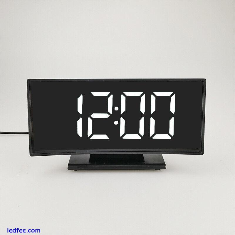 LED Digital Desk Alarm Clock Large Mirror Display USB Snooze Temperature Mode 0 