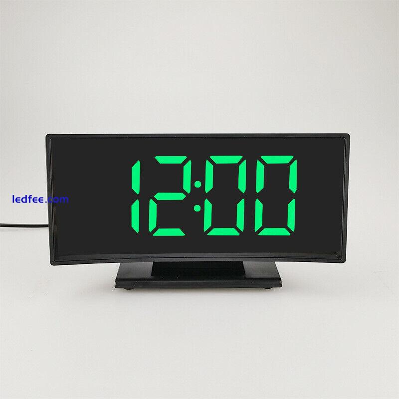 LED Digital Desk Alarm Clock Large Mirror Display USB Snooze Temperature Mode 2 