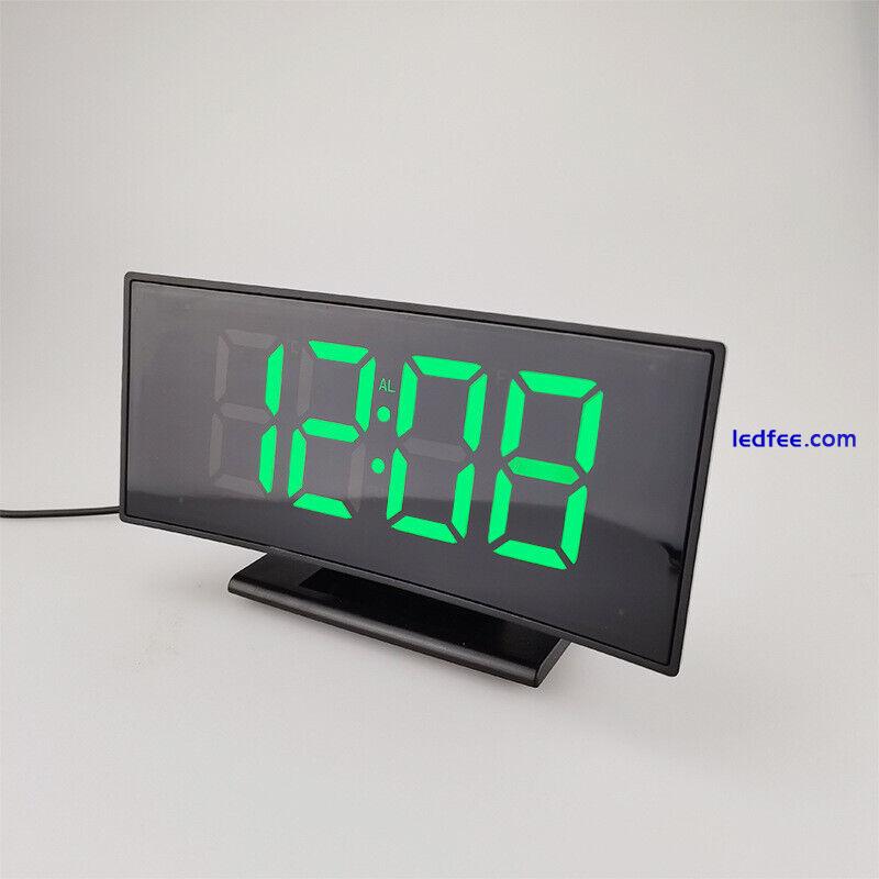 LED Digital Desk Alarm Clock Large Mirror Display USB Snooze Temperature Mode 3 