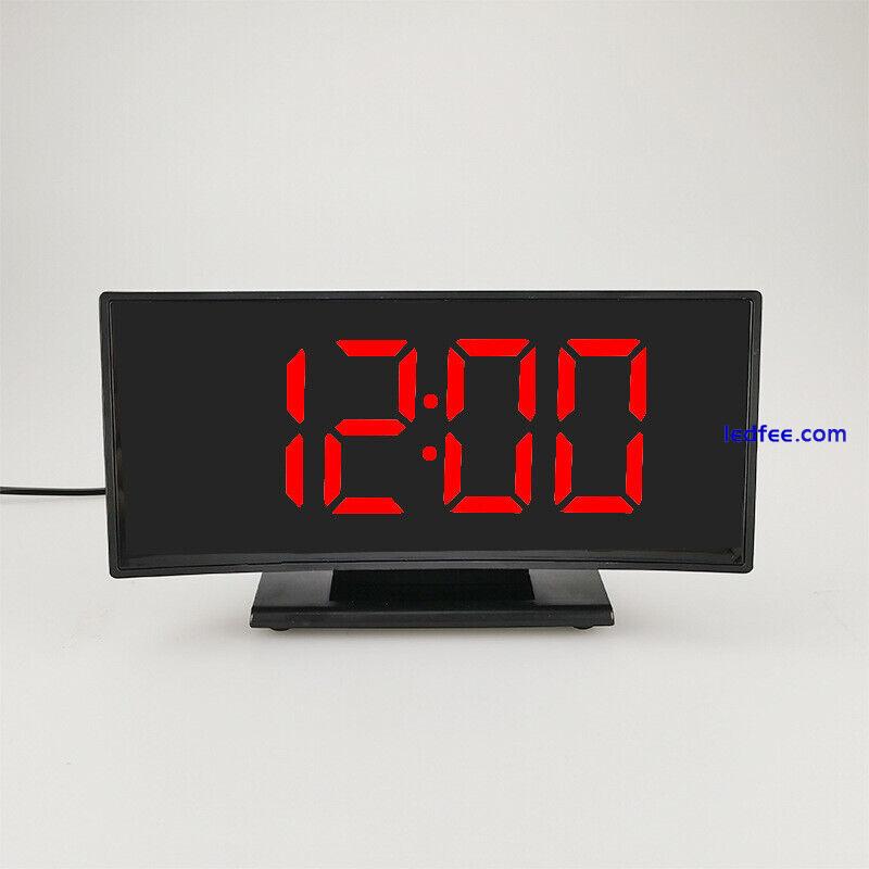 LED Digital Desk Alarm Clock Large Mirror Display USB Snooze Temperature Mode 1 