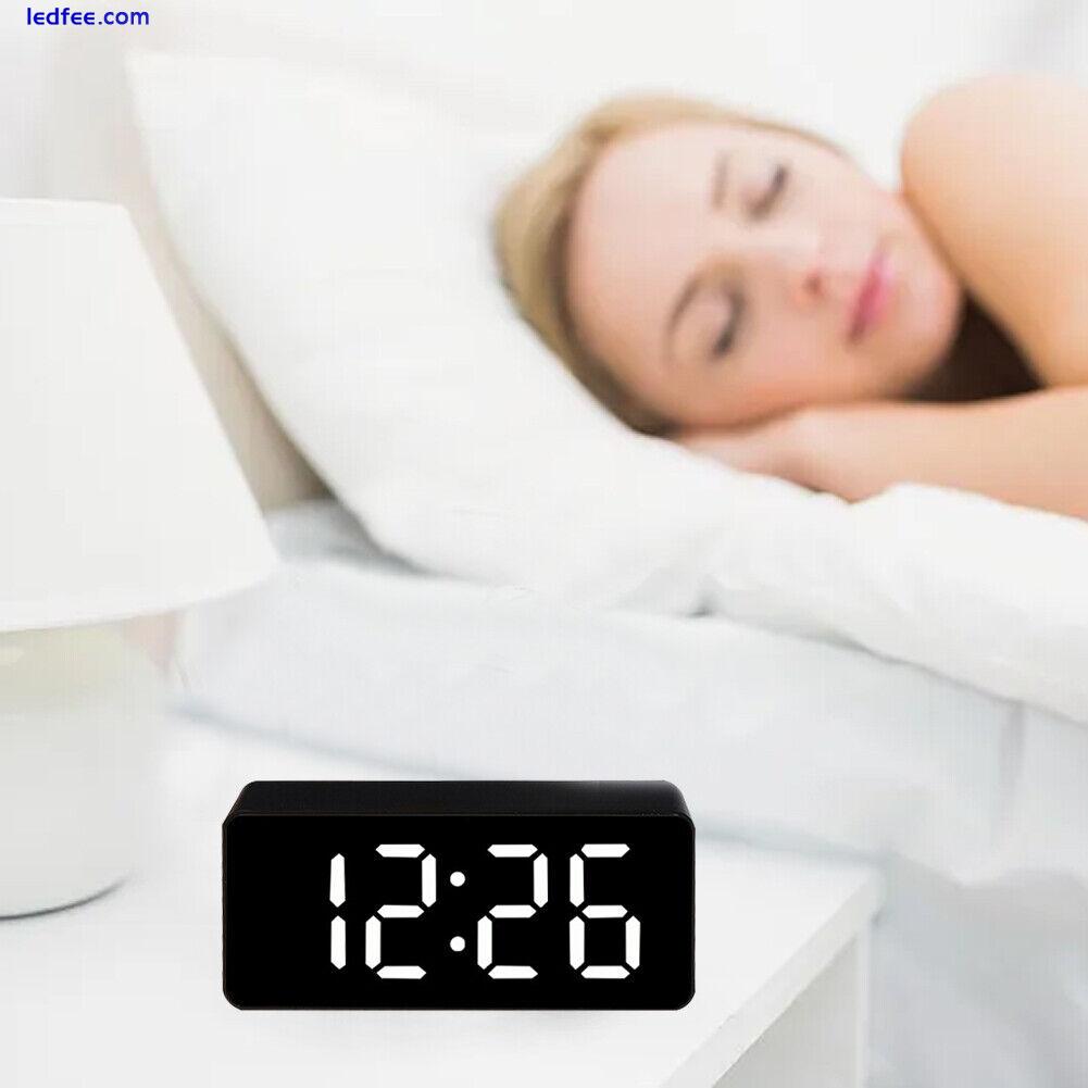 Non Ticking Digital Alarm Clock Date Temperature Electric Tabletop LED Display 3 