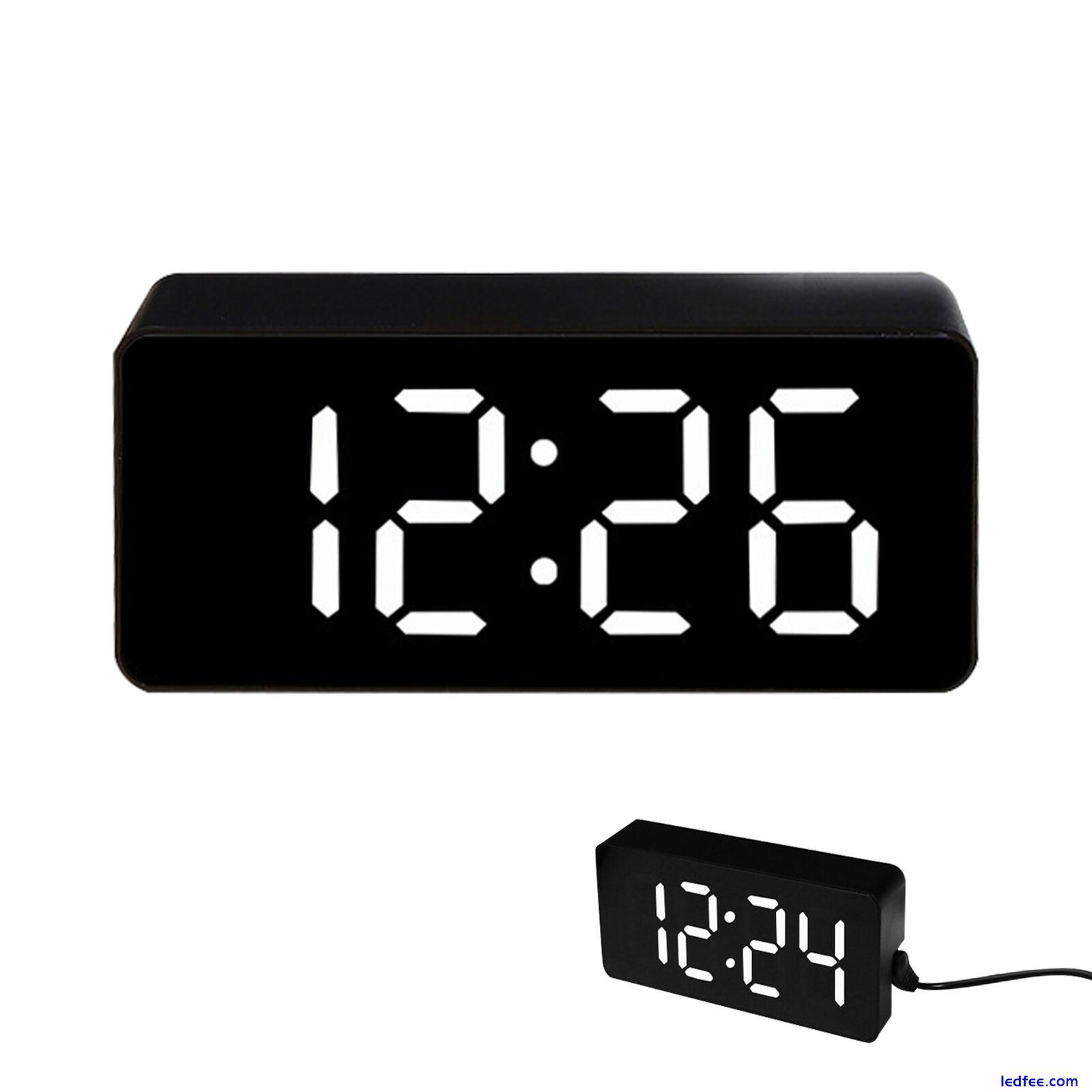 Non Ticking Digital Alarm Clock Date Temperature Electric Tabletop LED Display 0 