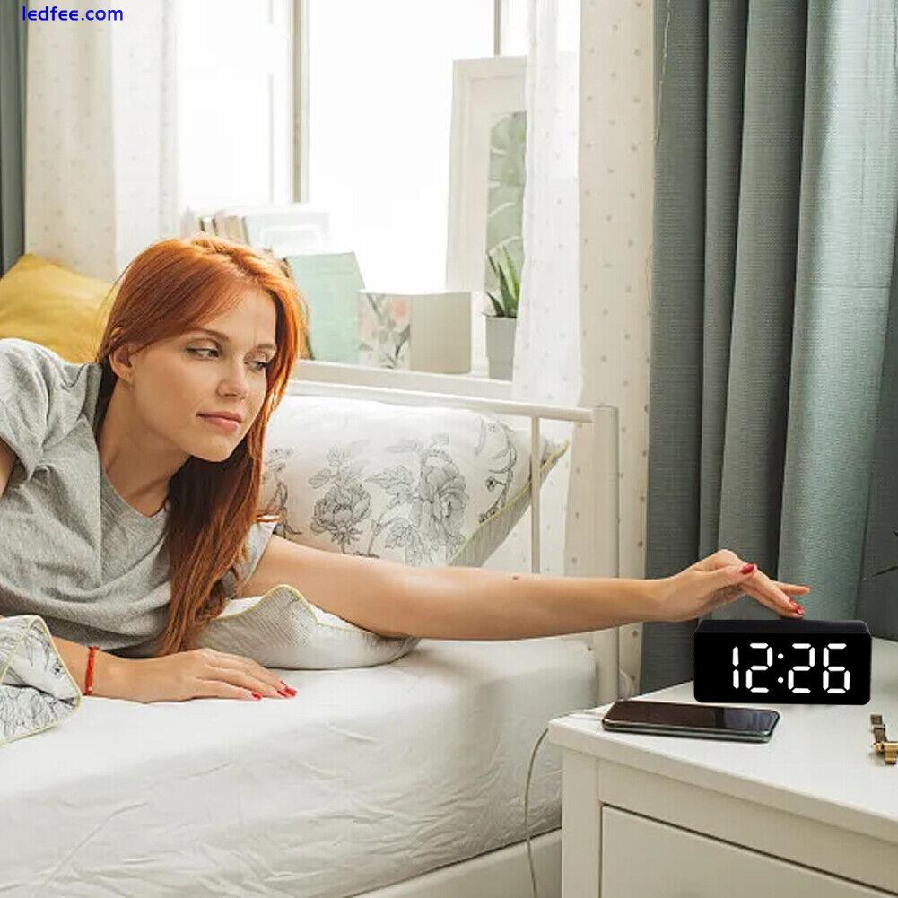 Non Ticking Digital Alarm Clock Date Temperature Electric Tabletop LED Display 1 