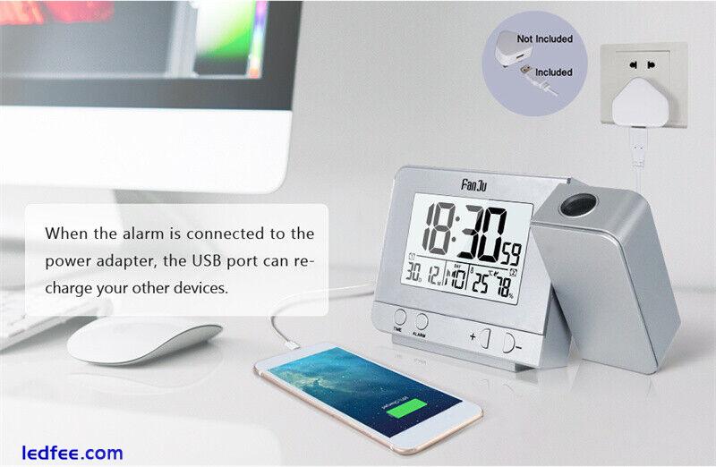 Led Simple Design Alarm Clock With Digital Date Projection Snooze Function 4 