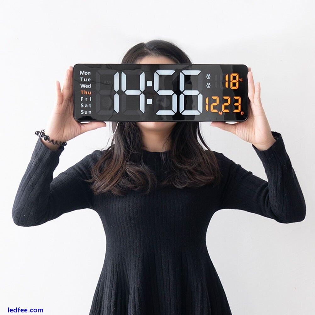 Large LED Alarm Clock with Temperature and Calendar Display Remote Setting 3 