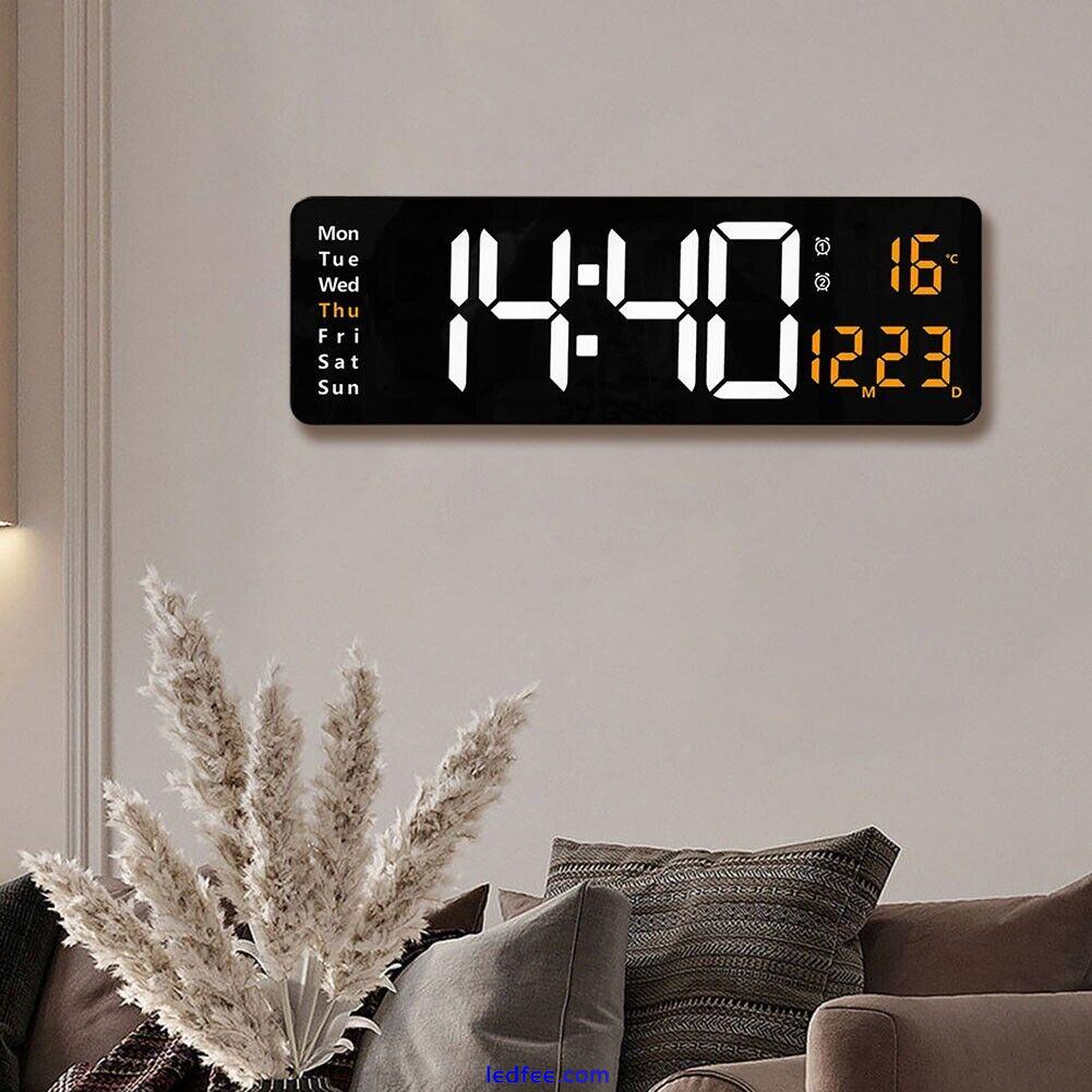 Large LED Alarm Clock with Temperature and Calendar Display Remote Setting 4 