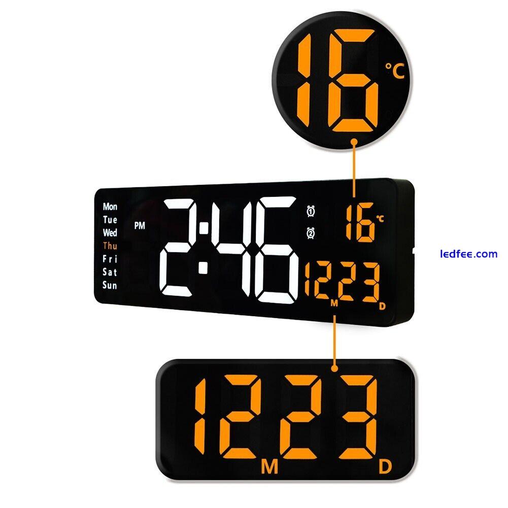Large LED Alarm Clock with Temperature and Calendar Display Remote Setting 5 