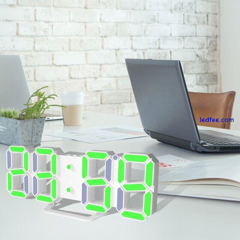 3D Digital Alarm Clock Modern LED Wall Desk 12/24H for Time Date Display Nightli 2 