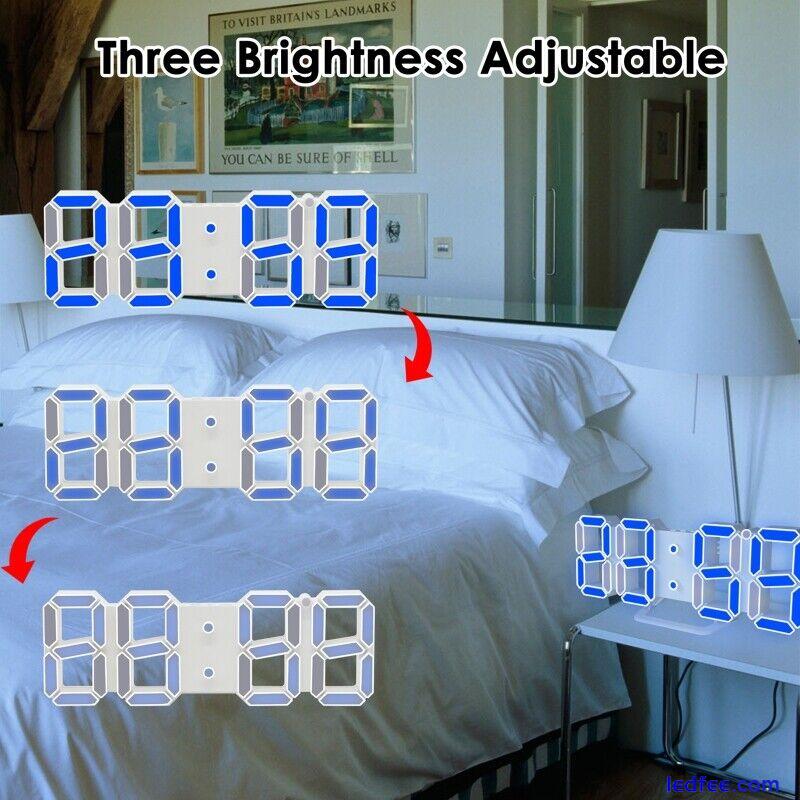 3D Digital Alarm Clock Modern LED Wall Desk 12/24H for Time Date Display Nightli 4 