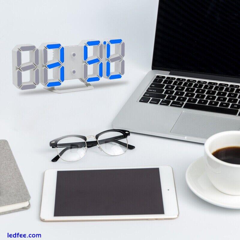 3D Digital Alarm Clock Modern LED Wall Desk 12/24H for Time Date Display Nightli 3 