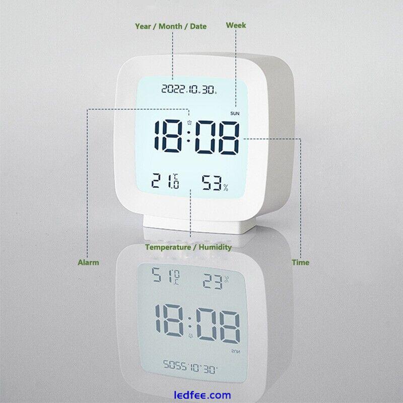 Portable Digital Alarm Clock LED Temperature Monitor Voice-activated Backlight 0 