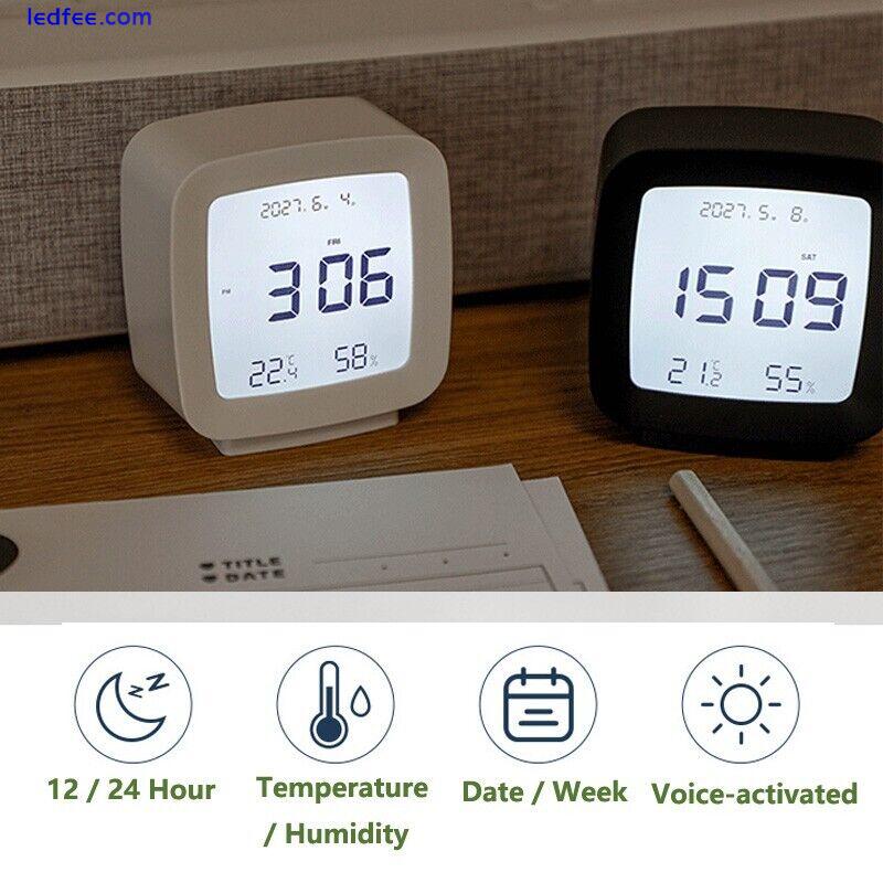Portable Digital Alarm Clock LED Temperature Monitor Voice-activated Backlight 3 
