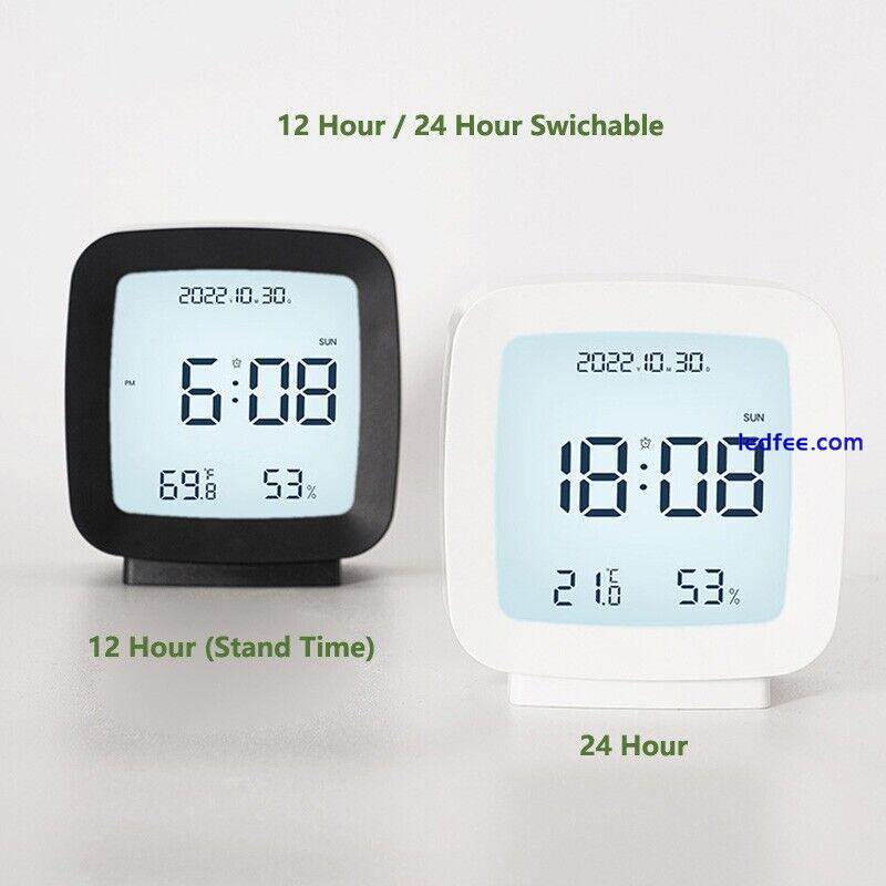 Portable Digital Alarm Clock LED Temperature Monitor Voice-activated Backlight 2 