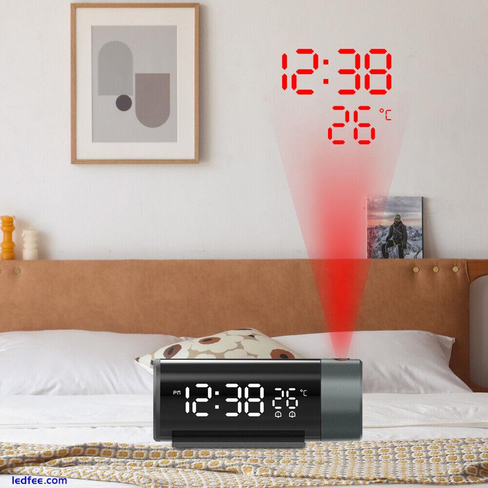 Digital Snooze Projection Dual Alarm Clock Mirror LED Temperature Time Display 1 