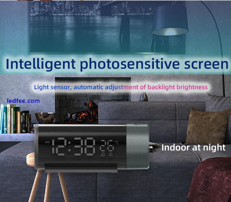 Digital Snooze Projection Dual Alarm Clock Mirror LED Temperature Time Display 5 