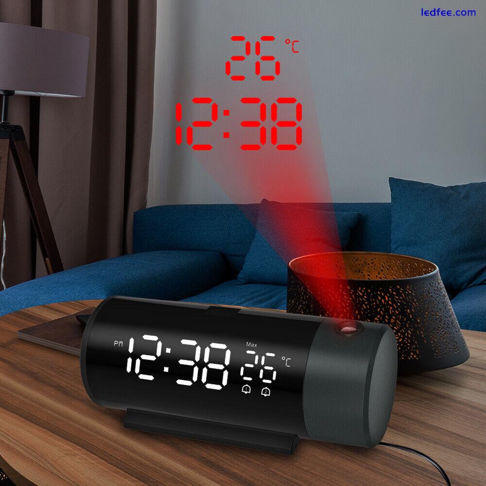 Digital Snooze Projection Dual Alarm Clock Mirror LED Temperature Time Display 4 