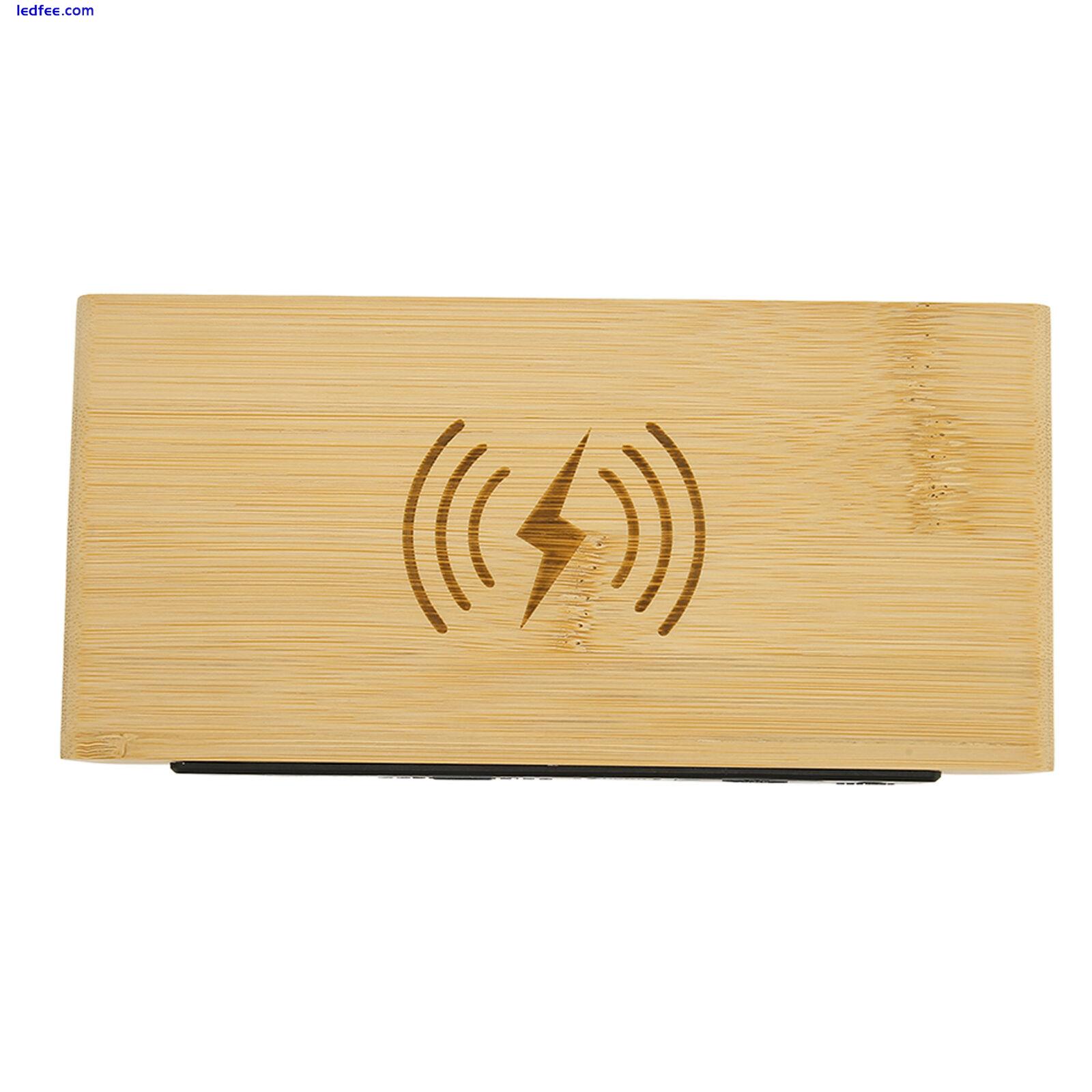 Wooden Digital Alarm Clock Wireless Charging Exquisite Bamboo LED Clock CMM 5 