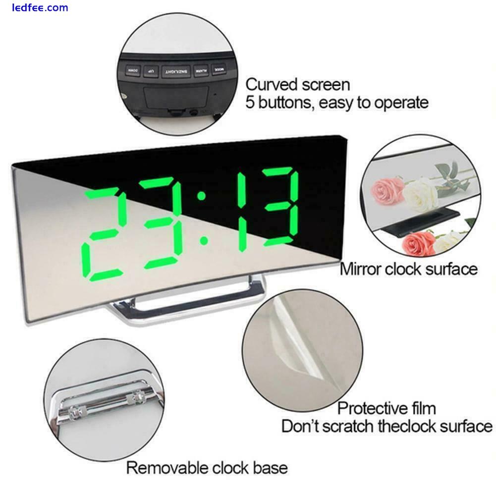 Digital Alarm Clocks Bedside Mains Powered, LED Clock with E7G3 Curved π{ 4 