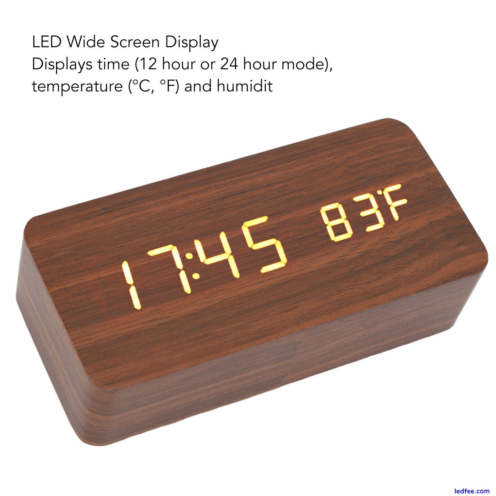 LED Wood Digital Alarm Clock 3 Level Brightness Electronic Clock CMM 1 