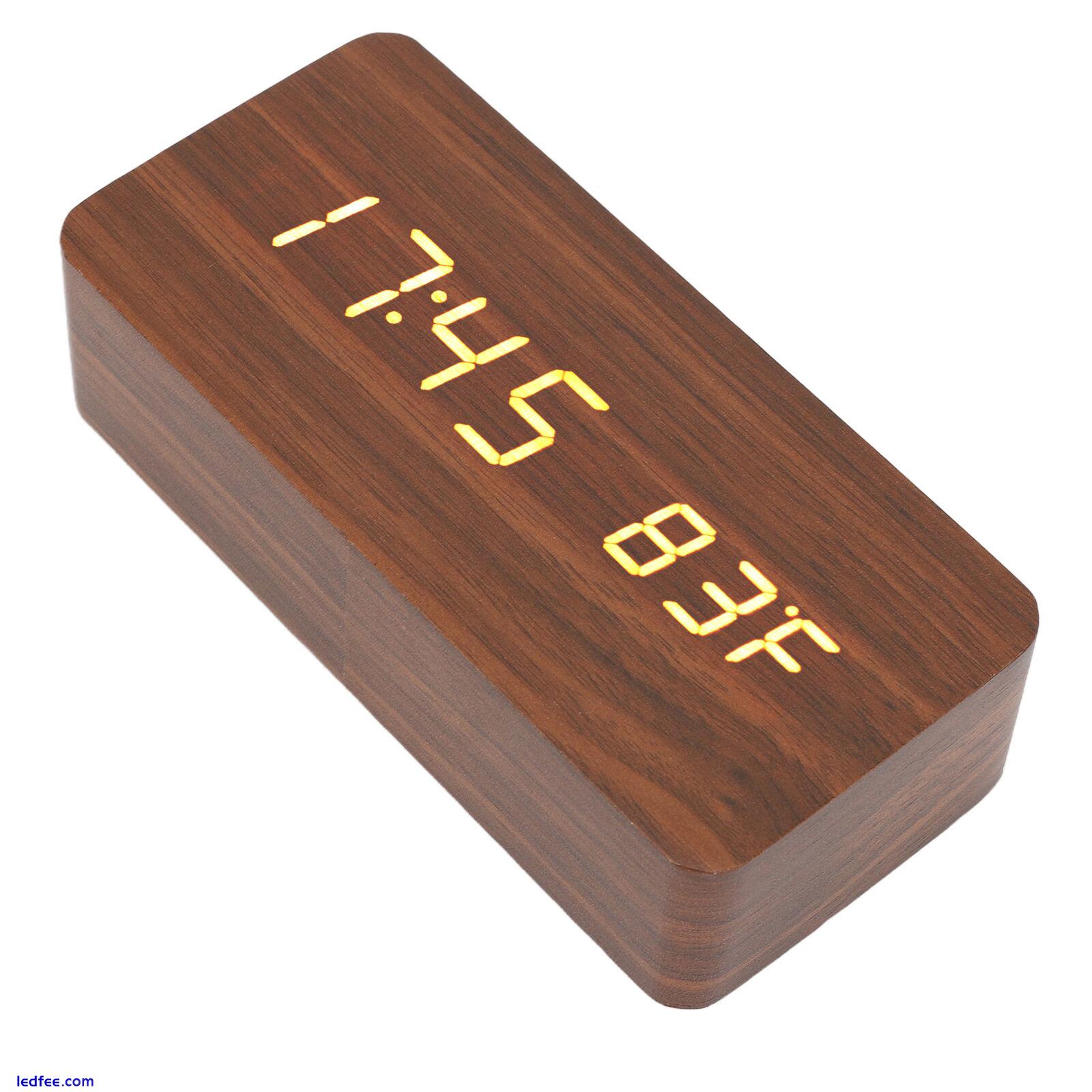 LED Wood Digital Alarm Clock 3 Level Brightness Electronic Clock CMM 5 
