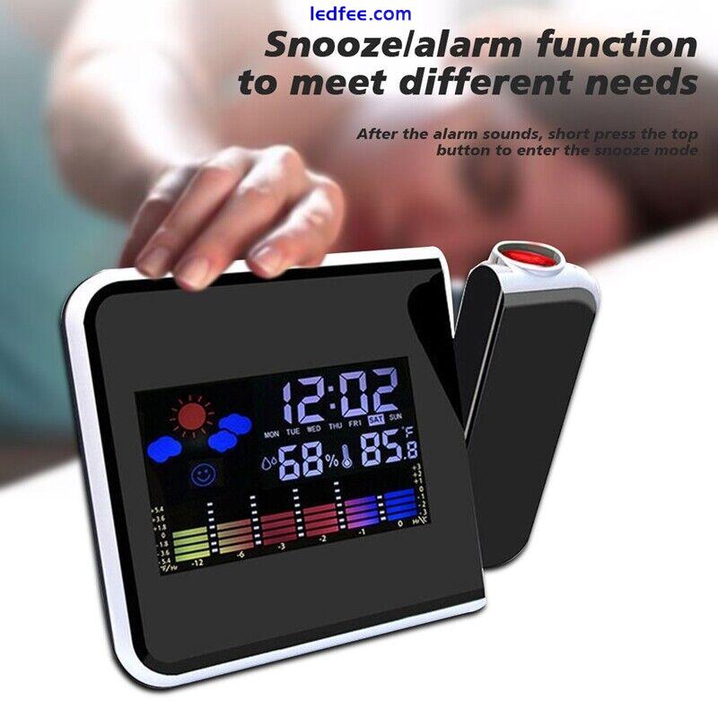 LED Digital Projection Alarm Clock Temperature  Desk Time Date Display1663 0 