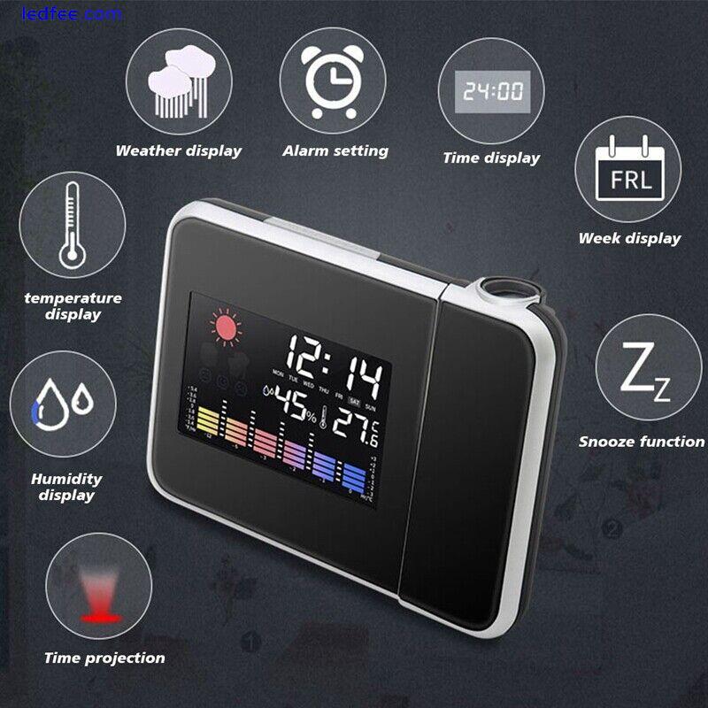 LED Digital Projection Alarm Clock Temperature  Desk Time Date Display1663 3 
