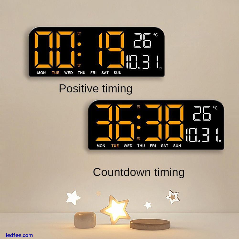 Digital Wall Clock Led Alarm Temperature Humidity Large Display Night Mode NEW 5 
