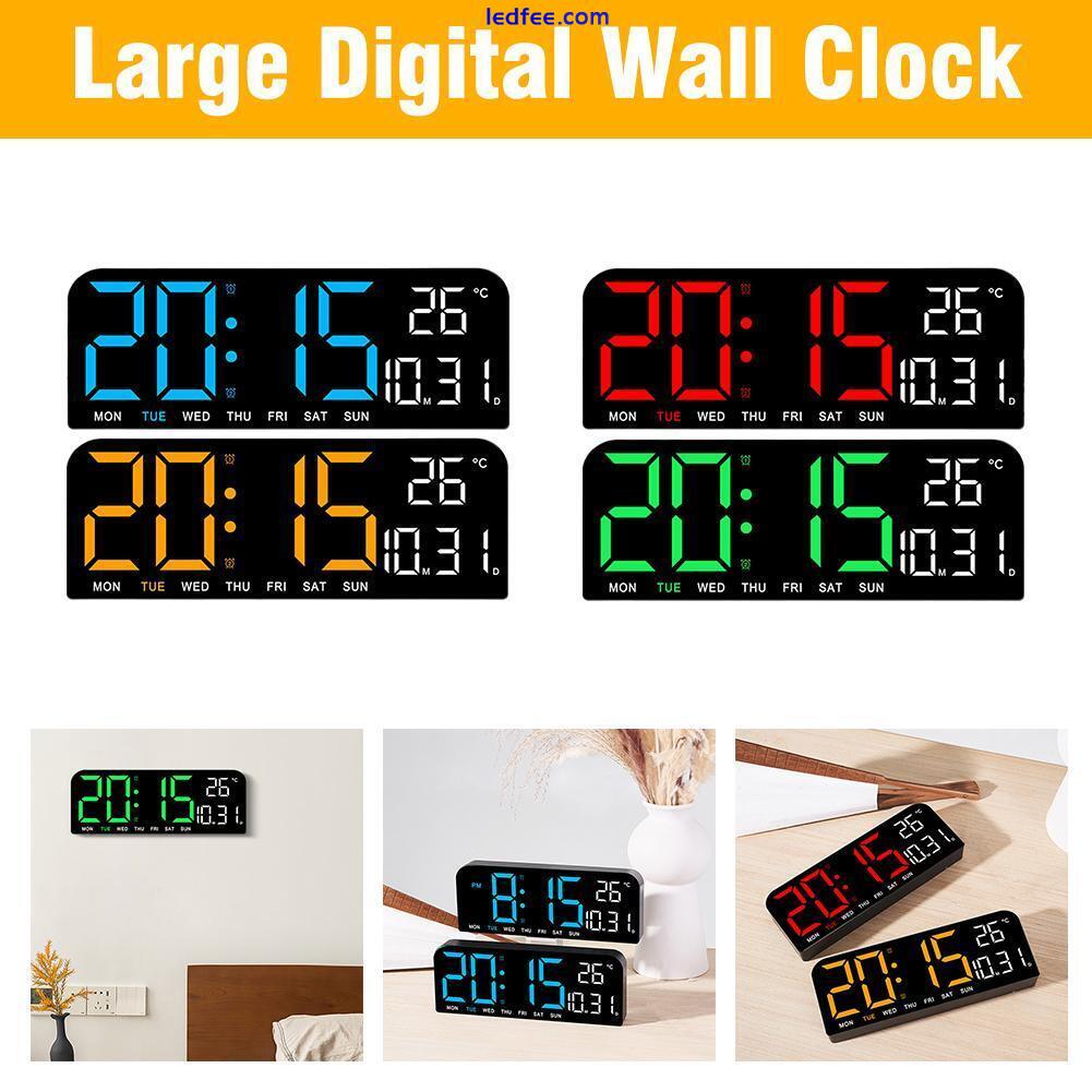 Digital Wall Clock Led Alarm Temperature Humidity Large Display Night Mode NEW 1 