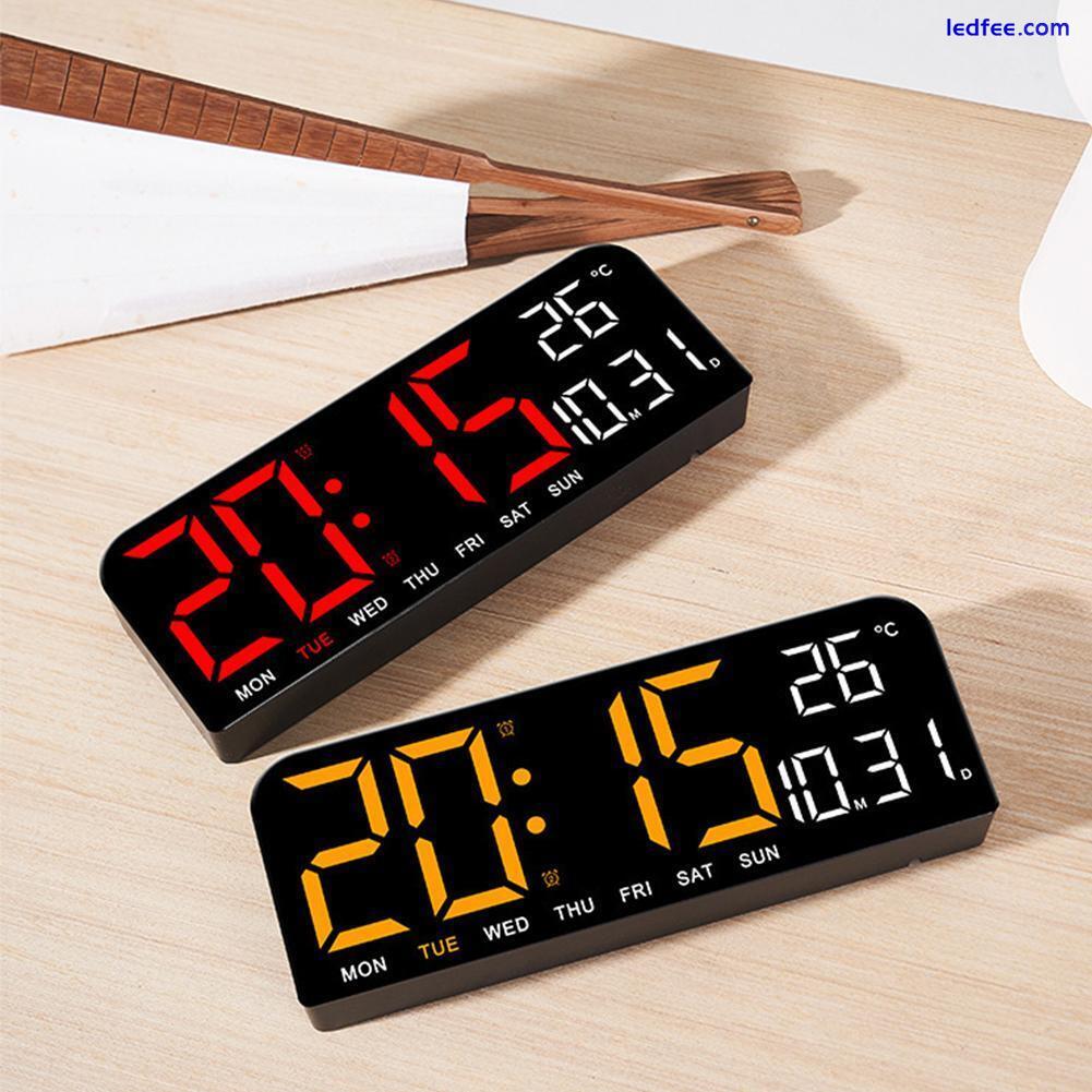Digital Wall Clock Led Alarm Temperature Humidity Large Display Night Mode NEW 3 