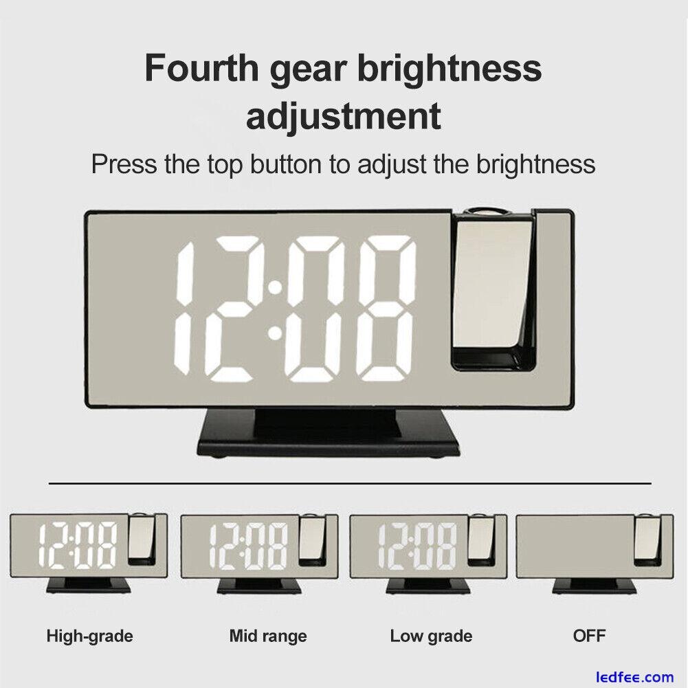 LED Mirror Digital Projection Clock Dual Alarm Rotatable Snooze Timer FM Radio 1 