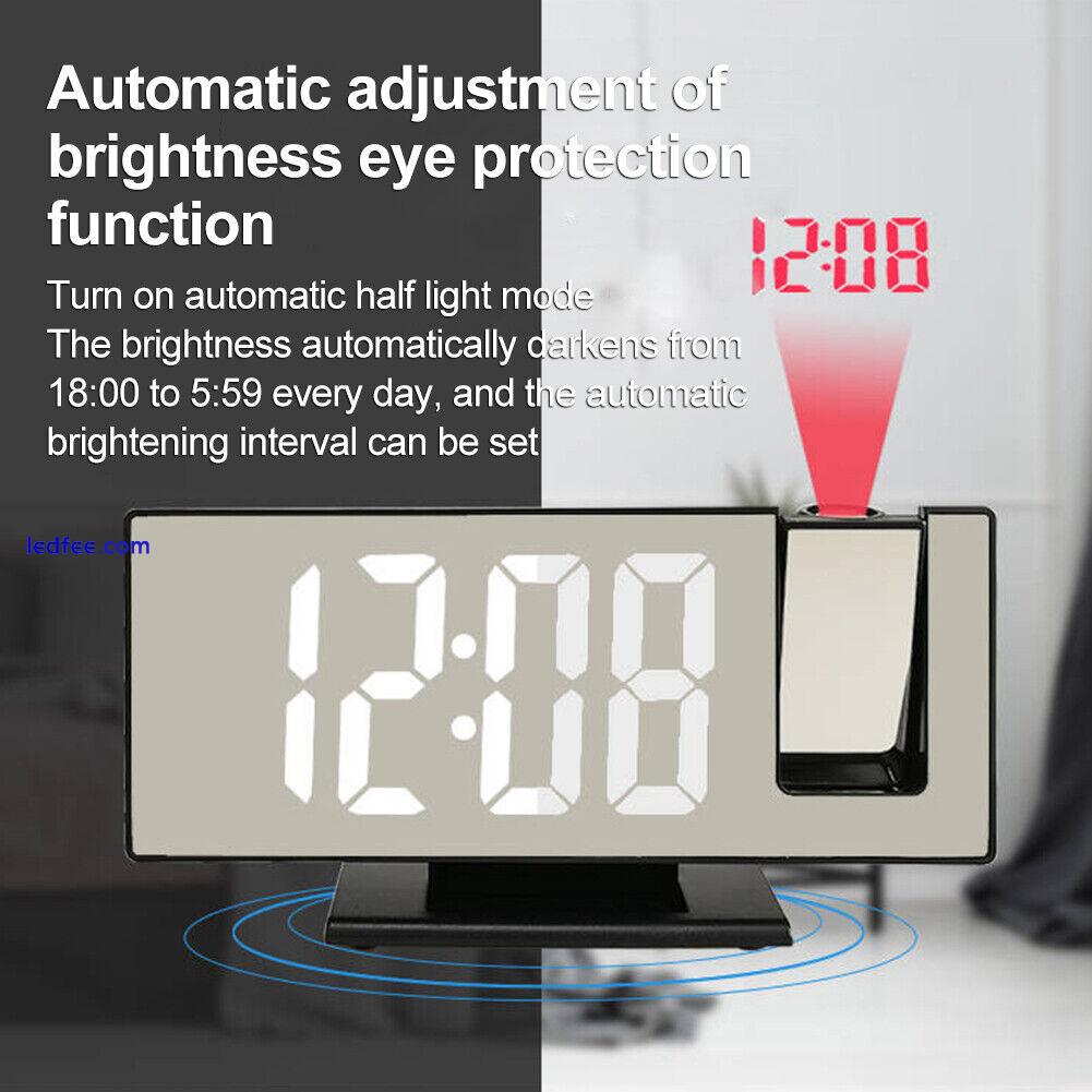 LED Mirror Digital Projection Clock Dual Alarm Rotatable Snooze Timer FM Radio 0 