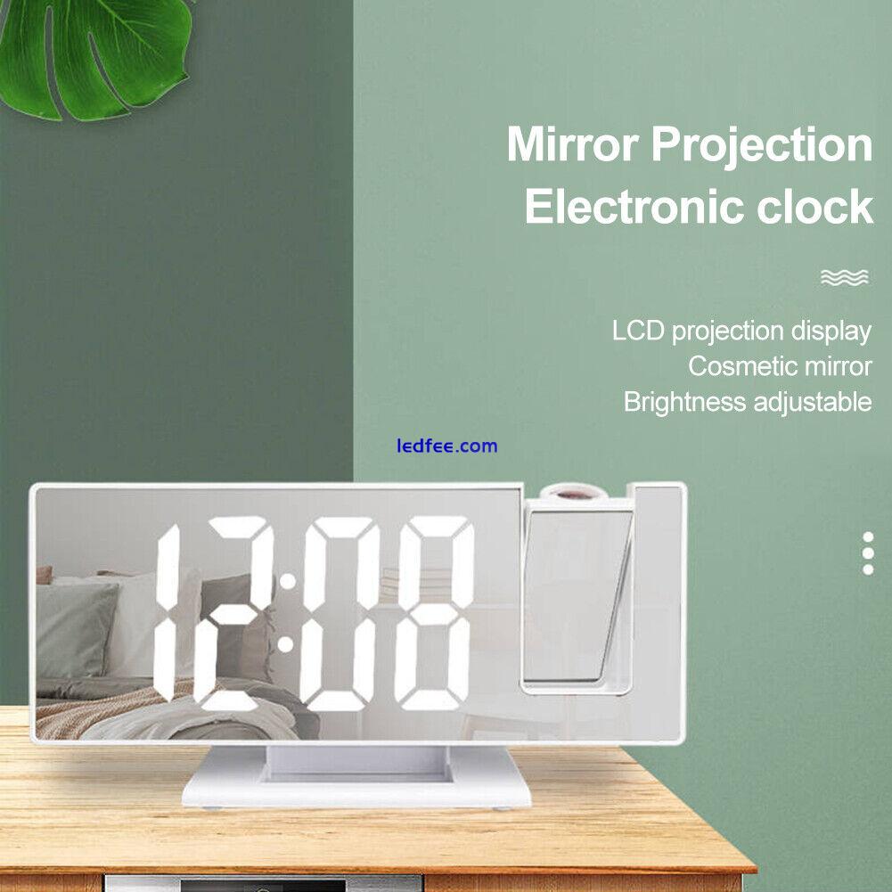 LED Mirror Digital Projection Clock Dual Alarm Rotatable Snooze Timer FM Radio 2 