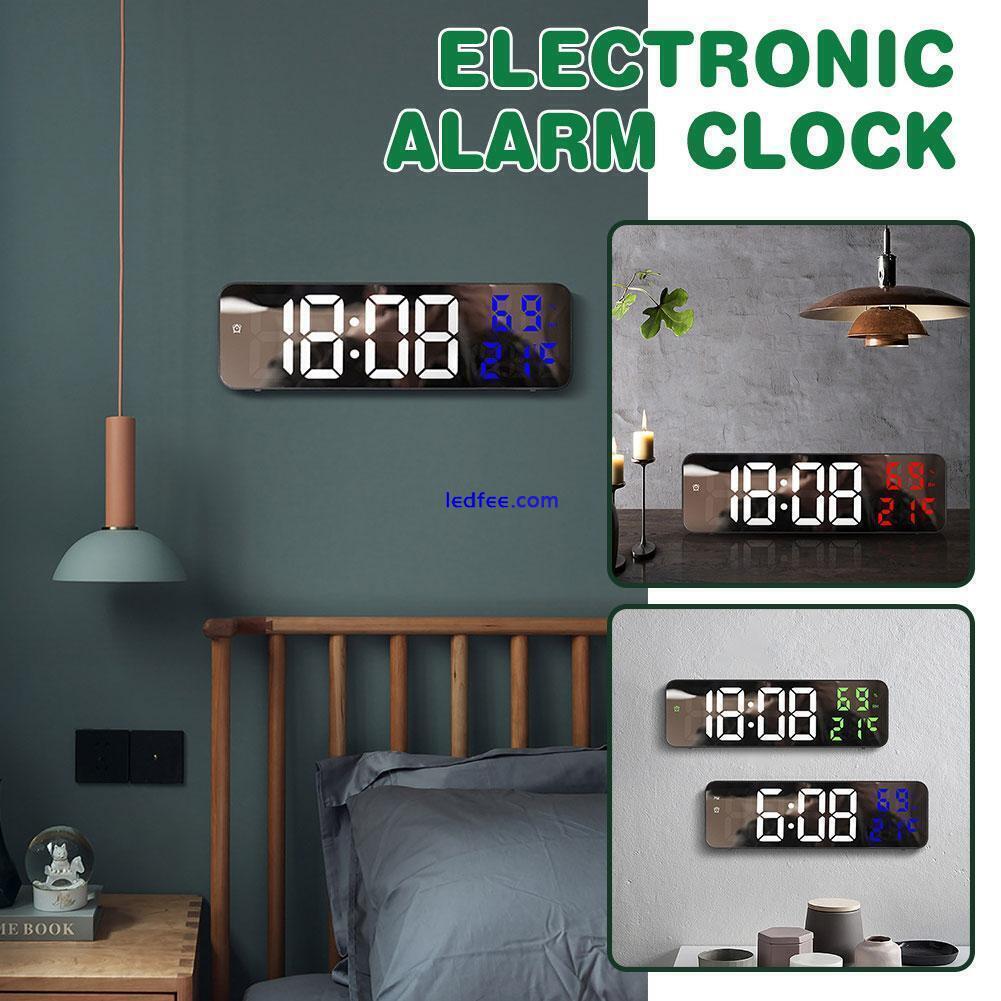 Mirror large-screen digital LED wall clock plug-in alarm electronic clock H4L6 0 