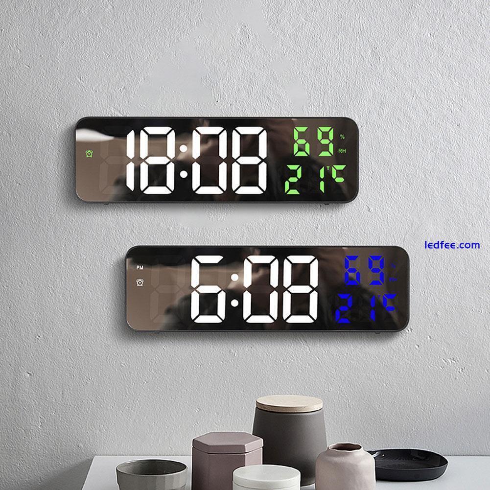 Mirror large-screen digital LED wall clock plug-in alarm electronic clock H4L6 2 