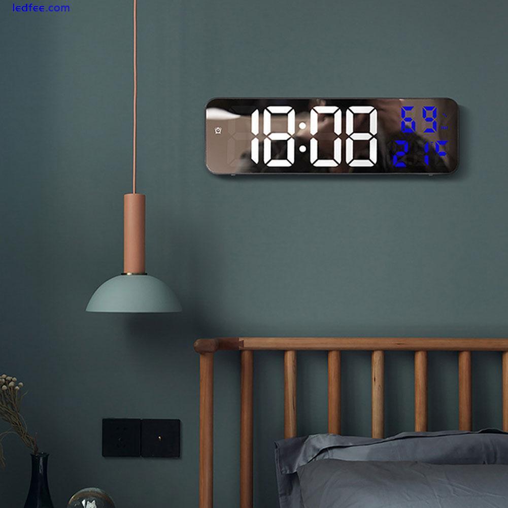 Mirror large-screen digital LED wall clock plug-in alarm electronic clock H4L6 3 