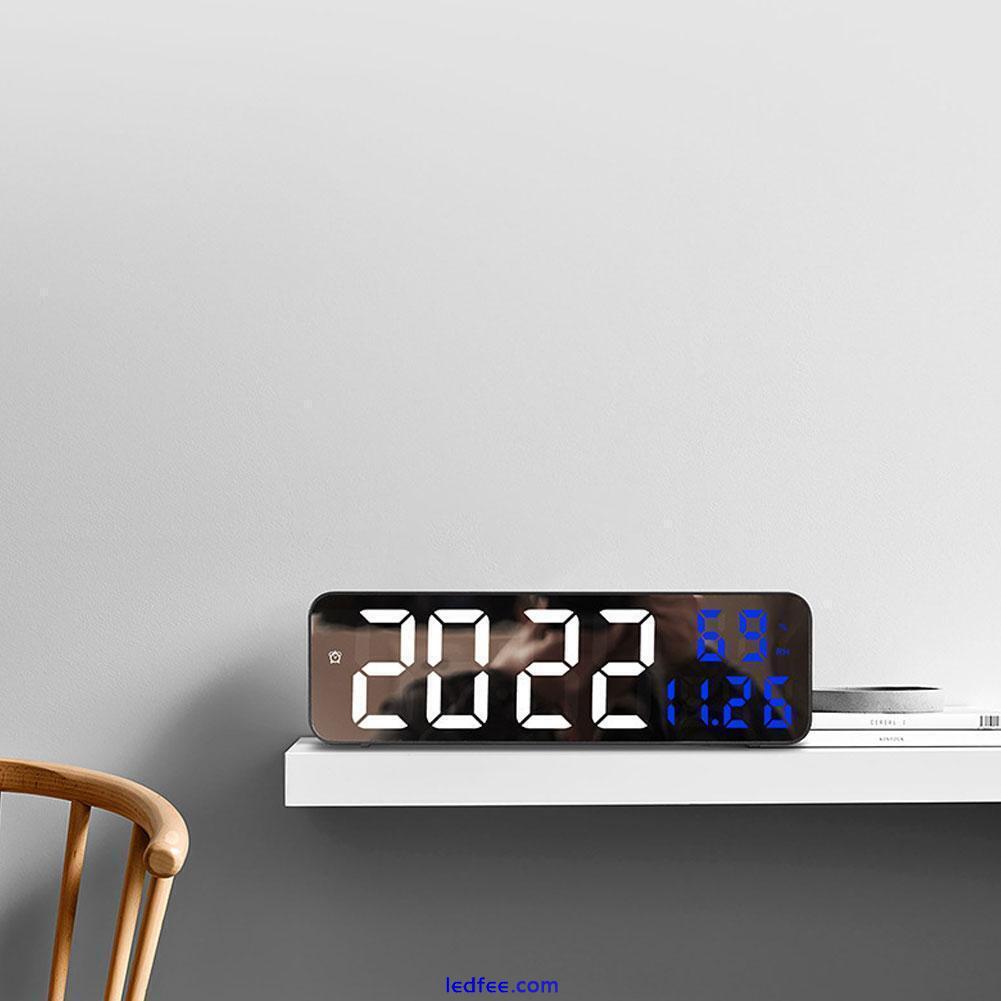 Mirror large-screen digital LED wall clock plug-in alarm electronic clock H4L6 4 