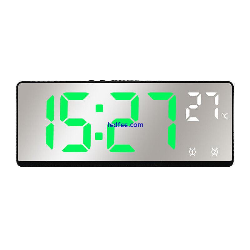 Digital LED Desk Alarm Clock Large Mirror Display Snooze Temperature Mode 4 