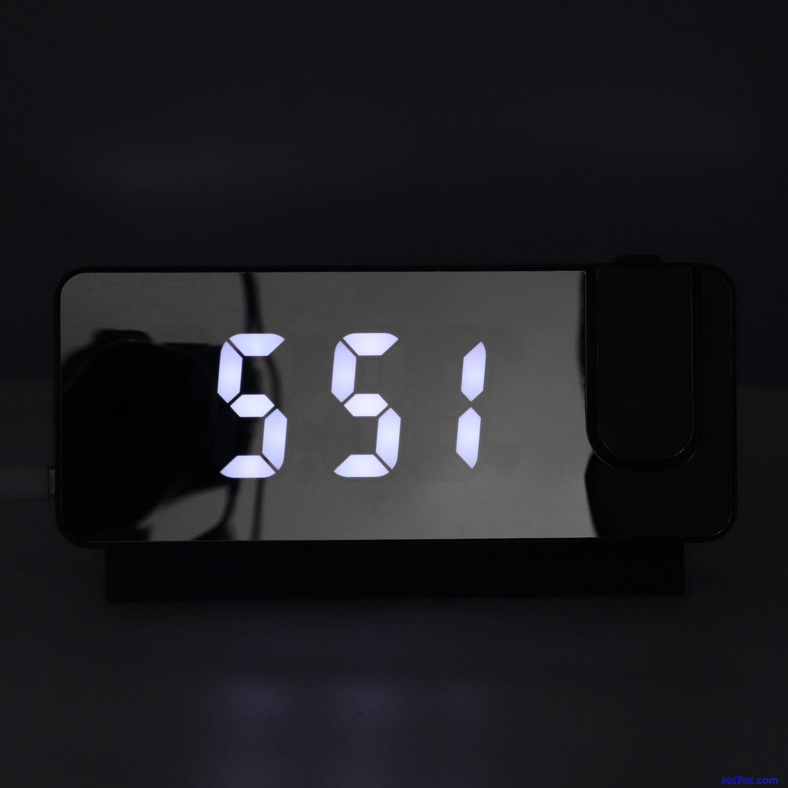 LED Mirror Digital Alarm Clock 180° Rotatable Projection 4 Level Brightness PLM 5 