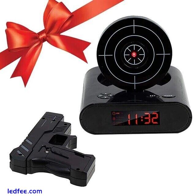 Toy Gun Alarm Clock Game LED Digital Display Toy Unique Gift for Birthdays Black 0 