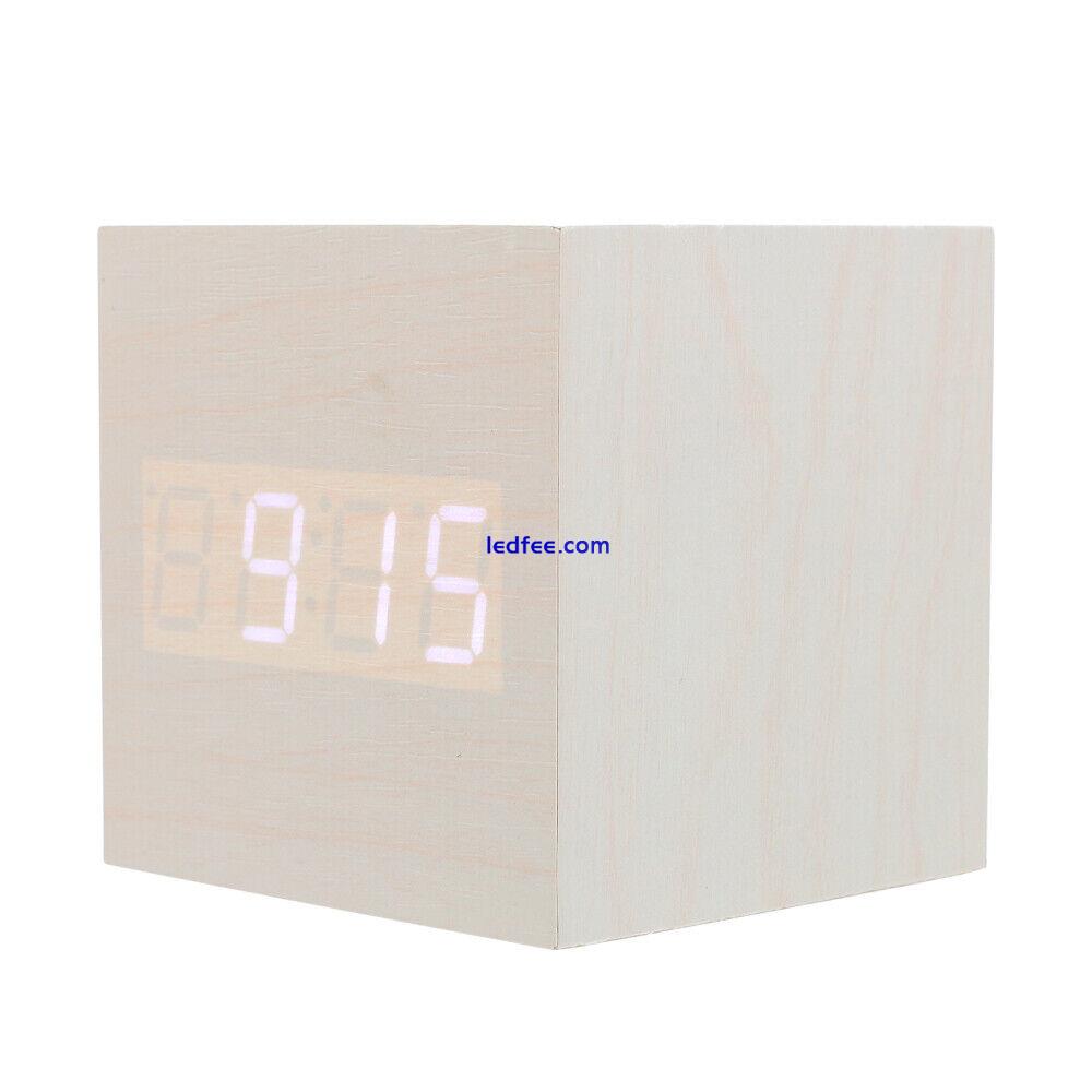  White Pvc Veneer Electronic Alarm Clock LED Battery Digital 3 