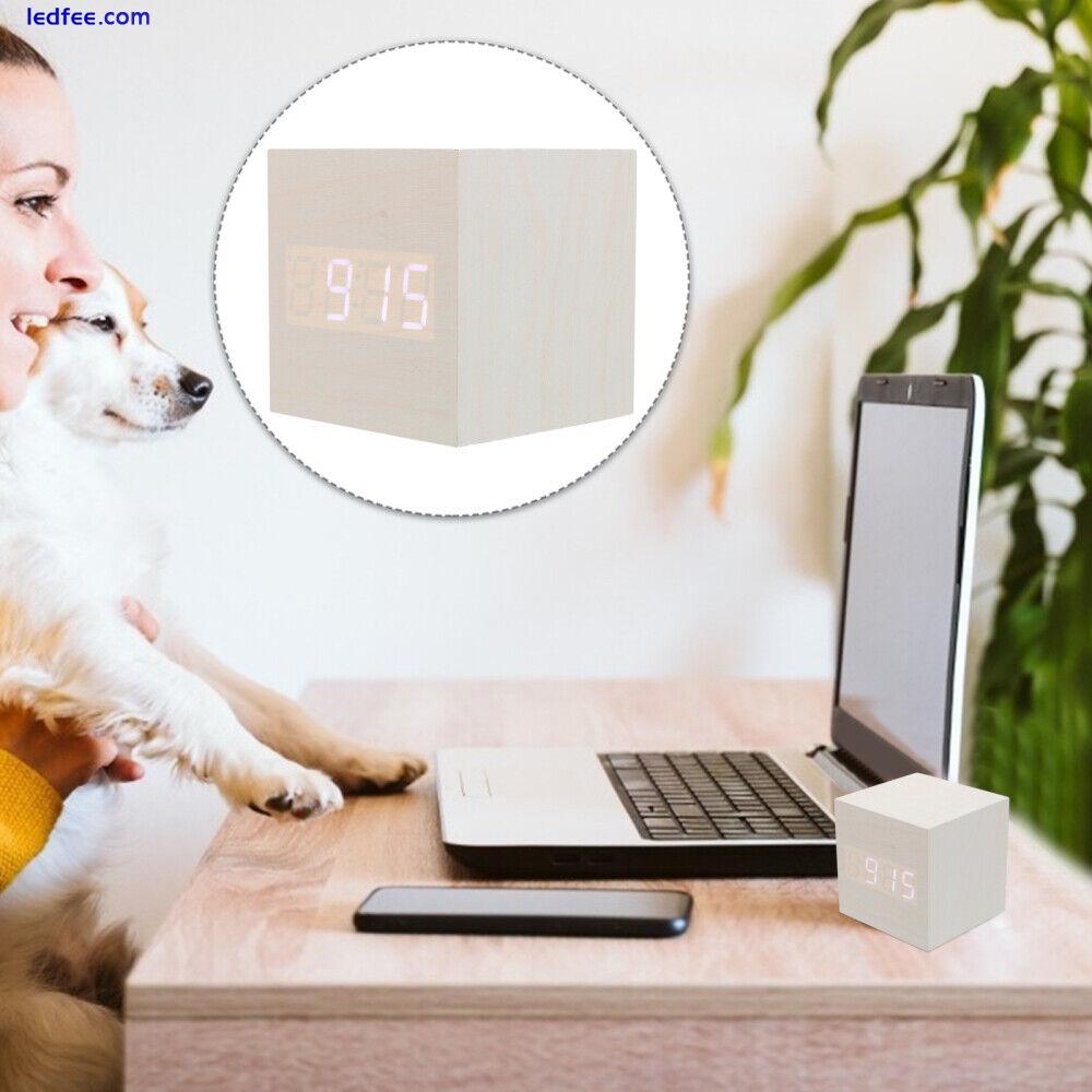  White Pvc Veneer Electronic Alarm Clock LED Battery Digital 2 