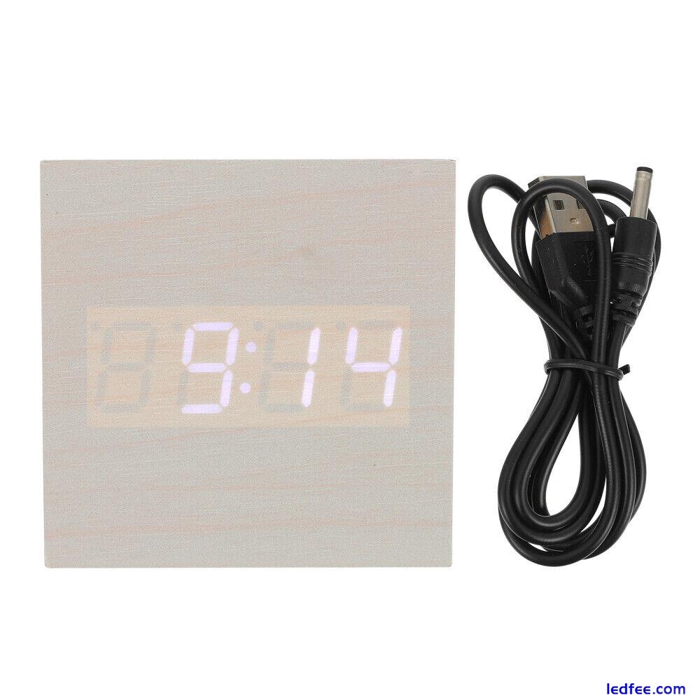  White Pvc Veneer Electronic Alarm Clock LED Battery Digital 5 