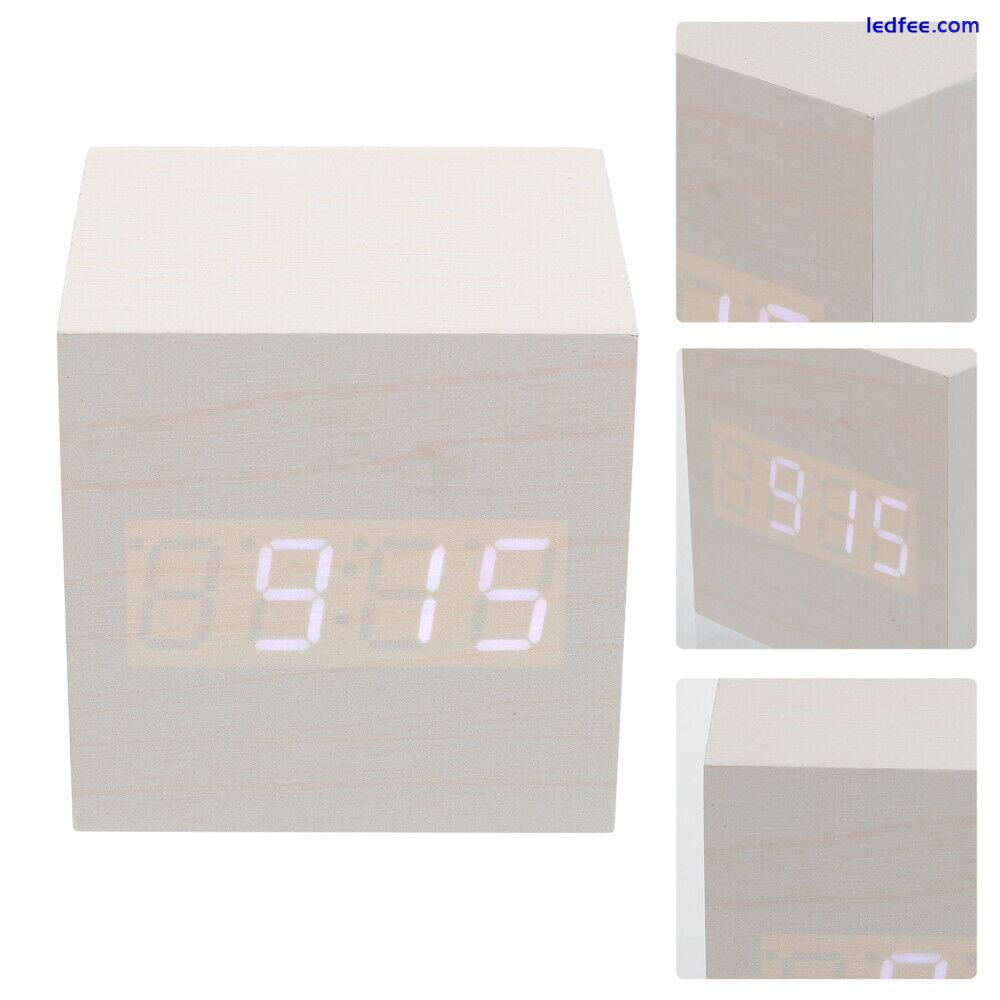  White Pvc Veneer Electronic Alarm Clock LED Battery Digital 1 
