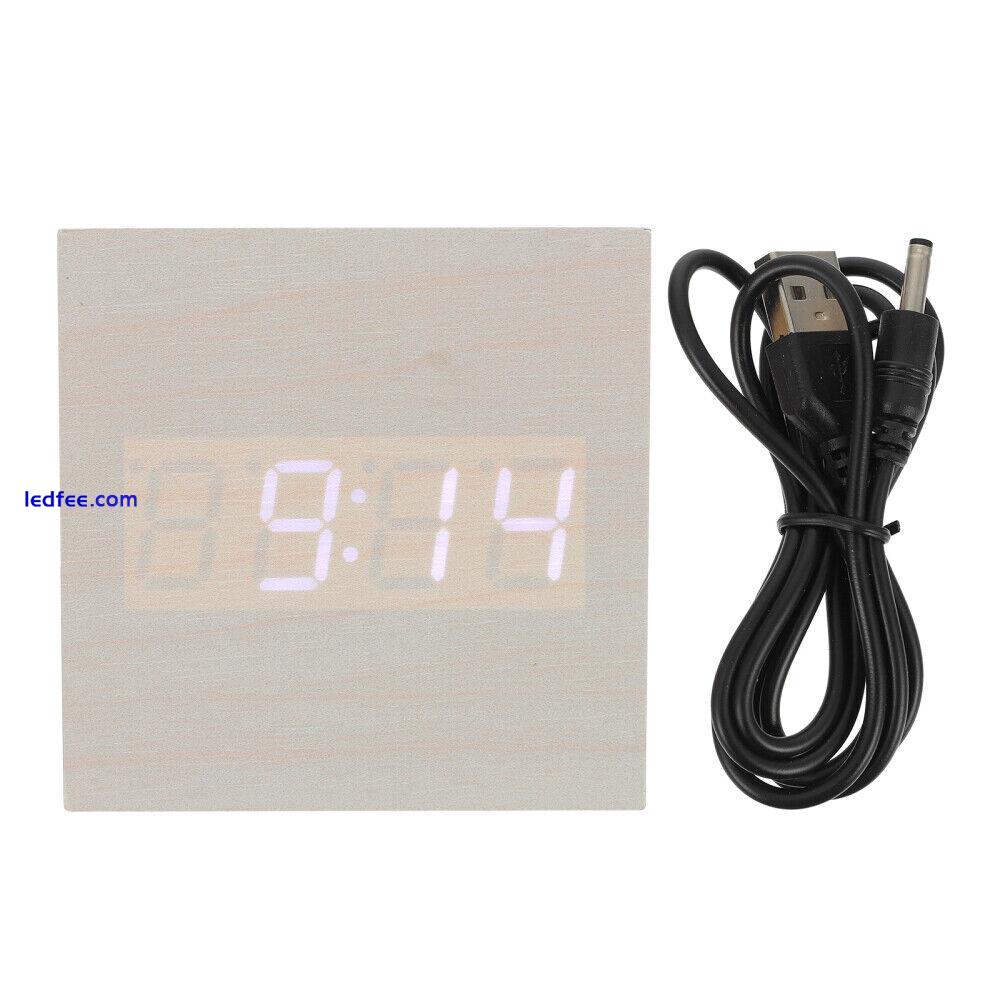  White Pvc Veneer Electronic Alarm Clock LED Battery Digital 0 
