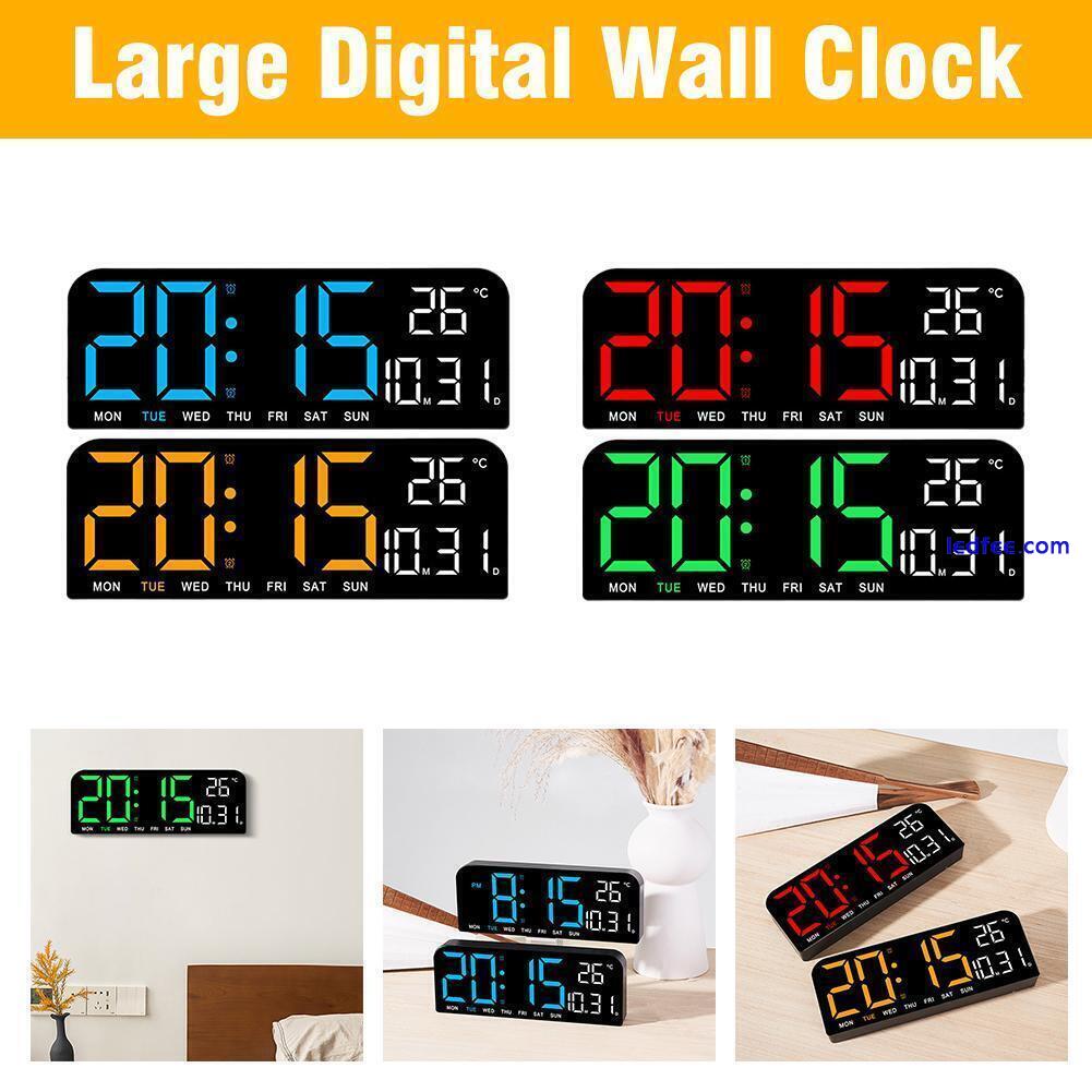 1x Digital Wall Clock Led Alarm Temperature Humidity Display Mode Night N1W7 1 