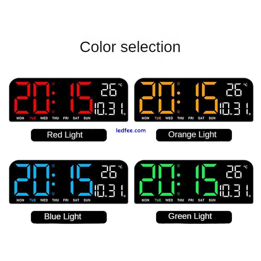 1x Digital Wall Clock Led Alarm Temperature Humidity Display Mode Night N1W7 2 