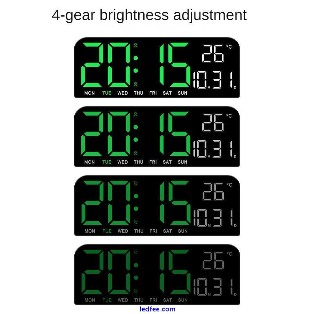 1x Digital Wall Clock Led Alarm Temperature Humidity Display Mode Night N1W7 3 